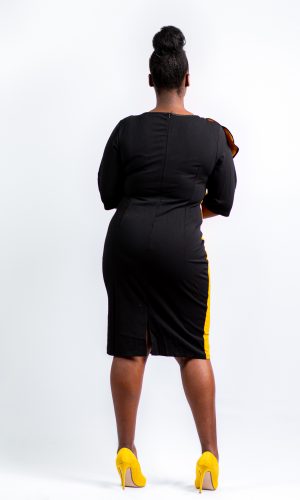 Black-Mustard Ruffle Dress