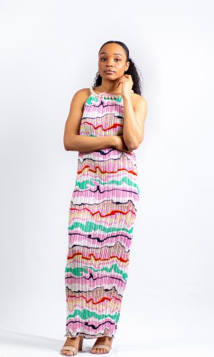 Pink Multicoloured Maxi Dress Front