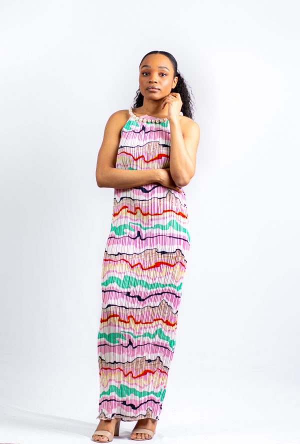Pink Multicoloured Maxi Dress Front