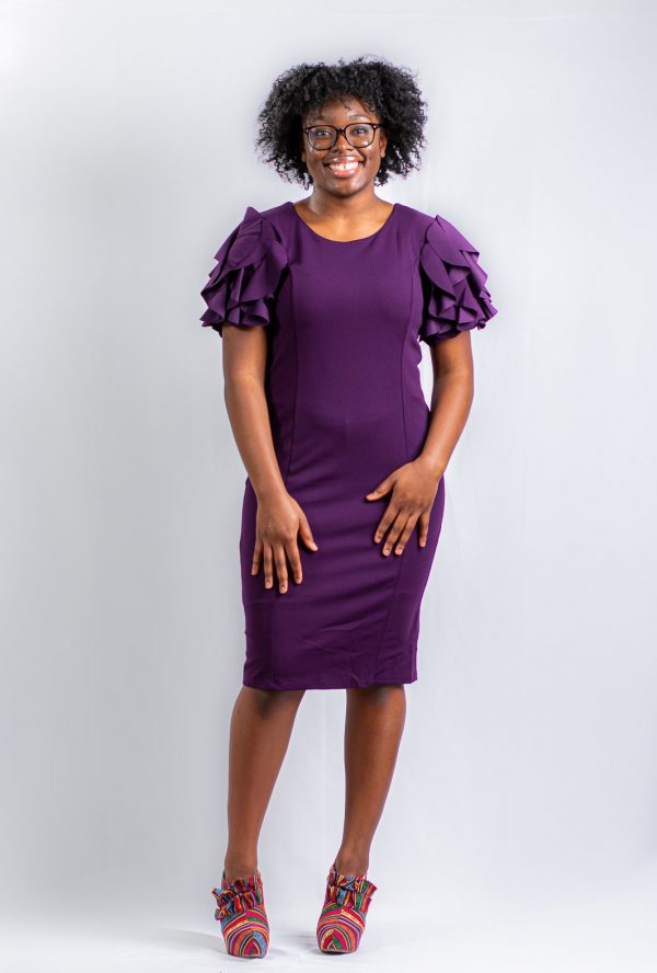 Purple dress ruffle sleeves